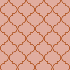 Fototapeta premium Arabesque Mosaic. Geometric Trellis Tile. Quatrefoil Arabian Ethnic Tesselation. Cool Persian Pattern. Traditional Seamless Moroccan Ornament . Vintage Geo Hijri.