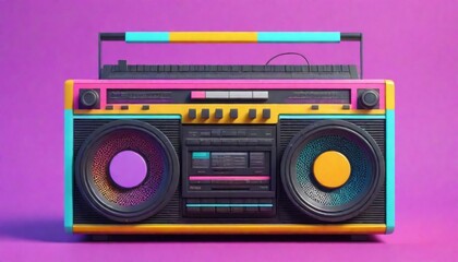 3d model A retrostyle boombox with colorful casset (6)