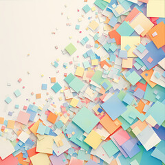 Colorful Crafted Paper Artwork, Dynamic Composition for Backgrounds and Prints