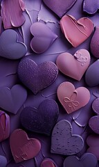 Obraz premium purple background with romantic heart shapes, valentines day and love wallpaper concept, creative colorful backdrop