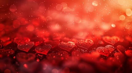 red and pink background with blurry romantic heart shapes, valentines day and love wallpaper concept, creative dreamy backdrop