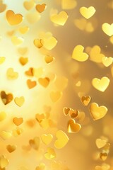 yellow background with blurry romantic heart shapes, valentines day and love wallpaper concept, creative dreamy backdrop