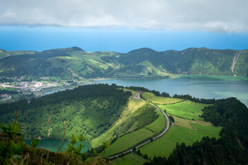 Volcano crater in the Azores.