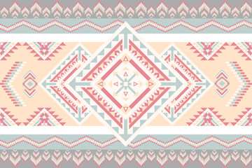 Abstract pastel color tribal Navajo vector seamless pattern,Geometric Ethnic,native american tribal for Wallpaper, cloth design, fabric, paper, cover, textile, weave, wrapping