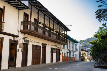 Beautiful streets at the historical downtown of the heritage town of Salamina located at the Caldas department in Colombia.