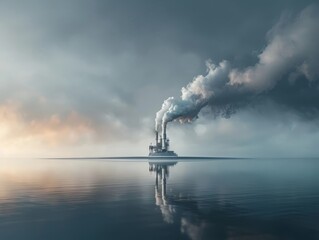 Obraz premium Surreal Landscape of Carbon Minimalist Representation of Industrial Emissions and Environmental Sustainability