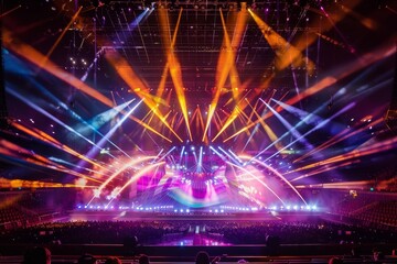 Vibrant K-Pop Concert Stage Ablaze with Captivating Lights and Effects,Creating a Breathtaking Visual Spectacle