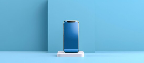 blue background mobile podium