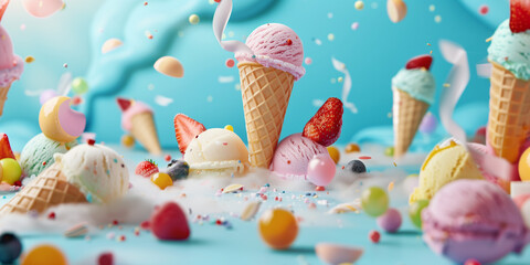 Gelato. Giornata del gusto creativo del gelato.: 1 luglio. Sfondo per gelato.