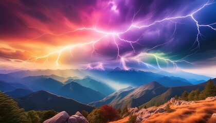 abstract rainbow lightning background