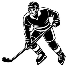 Athlete hockey player minimalistic figure