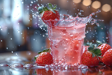 strawberry cocktail with ice