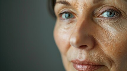 Fototapeta premium A close up of a woman with striking blue eyes. Ideal for beauty and fashion concepts