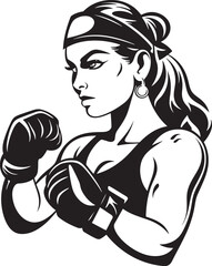 Queen of the Ring Vector Graphic of a Female Boxer Power Punch Princess Illustrated Female Boxer