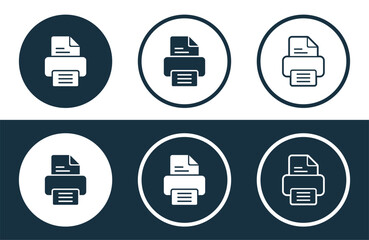 Set of Printer icons isolated flat and outline style vector illustration