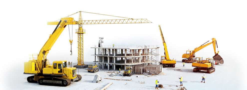 multifloor residential building housing project for under construction site and off plan real estate investment infrastructure progress, miniature section model style as wide banner copyspace