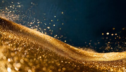 gold glitter powder splash on black background gold wave on navy background fire dark galaxy fantasy illustration for copy space text web mobile by vita