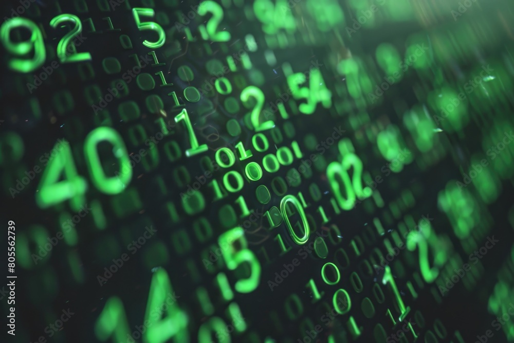 Poster close-up view of numbers on a computer screen, suitable for technology concepts