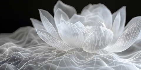Lotus in monochrome style: close-up, allowing you to examine each petal, perfect for use in meditation practices and visualizations