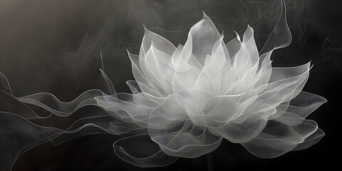 Monochrome minimalist macro image of a lotus, showcasing the intricate texture of its petals, perfect for advertising spa services and meditation practices
