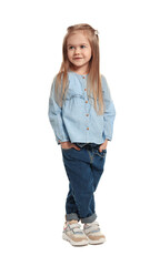 Fashion concept. Stylish girl posing on white background