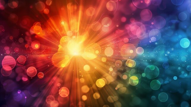  Beautiful radiating rainbow colored light background