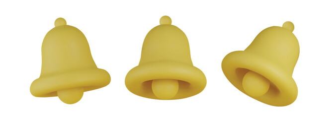 Bell notifications. Set of Bells Icon with new message web chat pink colors. Realistic 3d object. Isolated on white background. Vector illustration