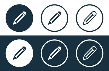 Set of Pencil icons isolated flat and outline style vector illustration