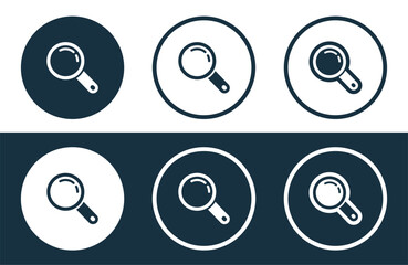 Set of Search icons isolated flat and outline style vector illustration