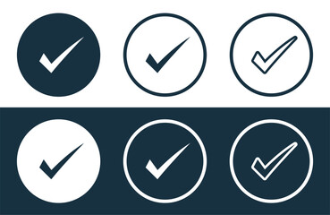 Set of Check icons isolated flat and outline style vector illustration