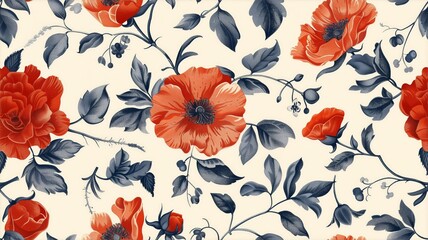 Vintage seamless floral pattern with flowers