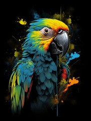 Bright-eyed Parrot Soaring in Colors
