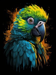 Colorful Parrot Monarch with Bright Eyes