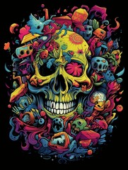 Lively and Colorful Skull Artistry