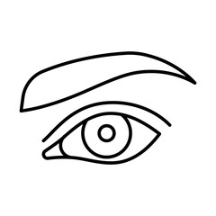 Female eye, line icon. Simple clouseup eye and eyebrow pictogram. Human face part, beauty, female cosmetic, vision. Linear illustration, editable stroke, thin line