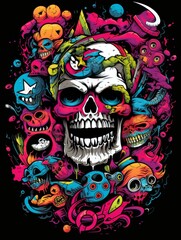 Colorful and Flowing Skull Artwork