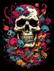Colorful and Ghostly Skull Drawings