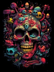 Lively and Colorful Skull Art
