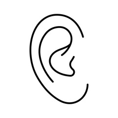 Human ear, line icon. Part of head, the auricle, front view. Linear illustration, editable strokes.