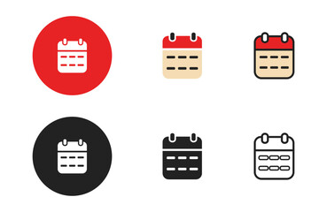 Calendar icons collection in different style flat vector illustration set