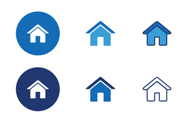 House icons collection in different style flat vector illustration set