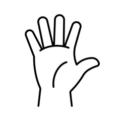 Children's hand, line icon. Open palm, fingers, gesture. Toddler hand pictogram. Linear illustration, outline vector, editable strokes