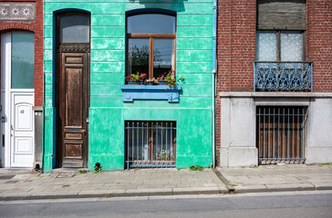 Koekelberg, Brussels Capital Region, Belgium -   Colorful decorated residential facade int he Armistice street
