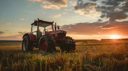 Tractor in the cornfield. 