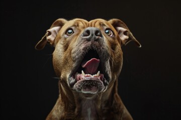 Close-up of a dog with its mouth open. Suitable for pet-related designs