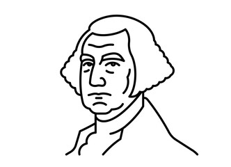 George Washington, line icon. Founding Father. First president of the United States of America. Minimalist portrait. Linear illustration, editable stroke, thin line.