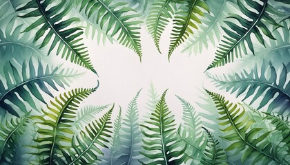 watercolor fern border frame