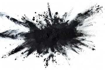 A powerful black powder explosion on a clean white background. Perfect for adding energy to any...