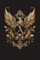 A stylish gold and black logo featuring a bird. Suitable for branding and corporate identity