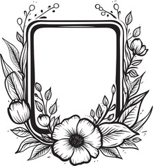 Rustic Wildflower Floral Frame Vector Illustration for Outdoor Events